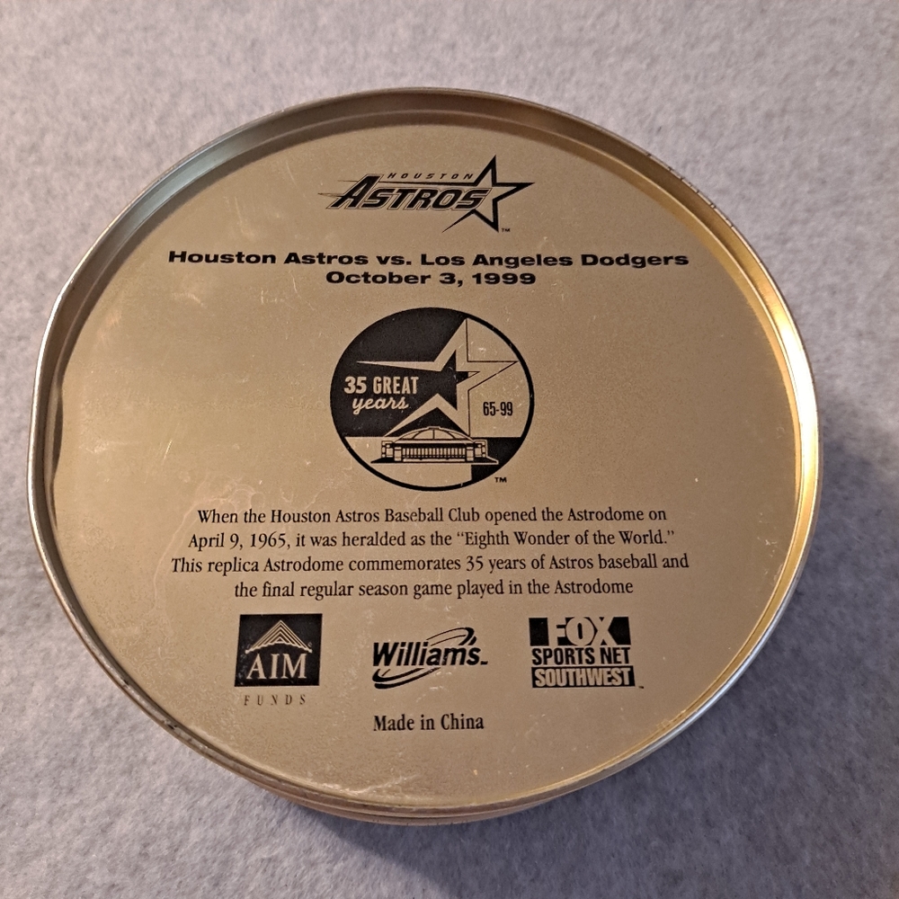 1999 Final Game Replica Astrodome Commemorative Tin Houston Astros 10/3/… - Picture 11 of 14